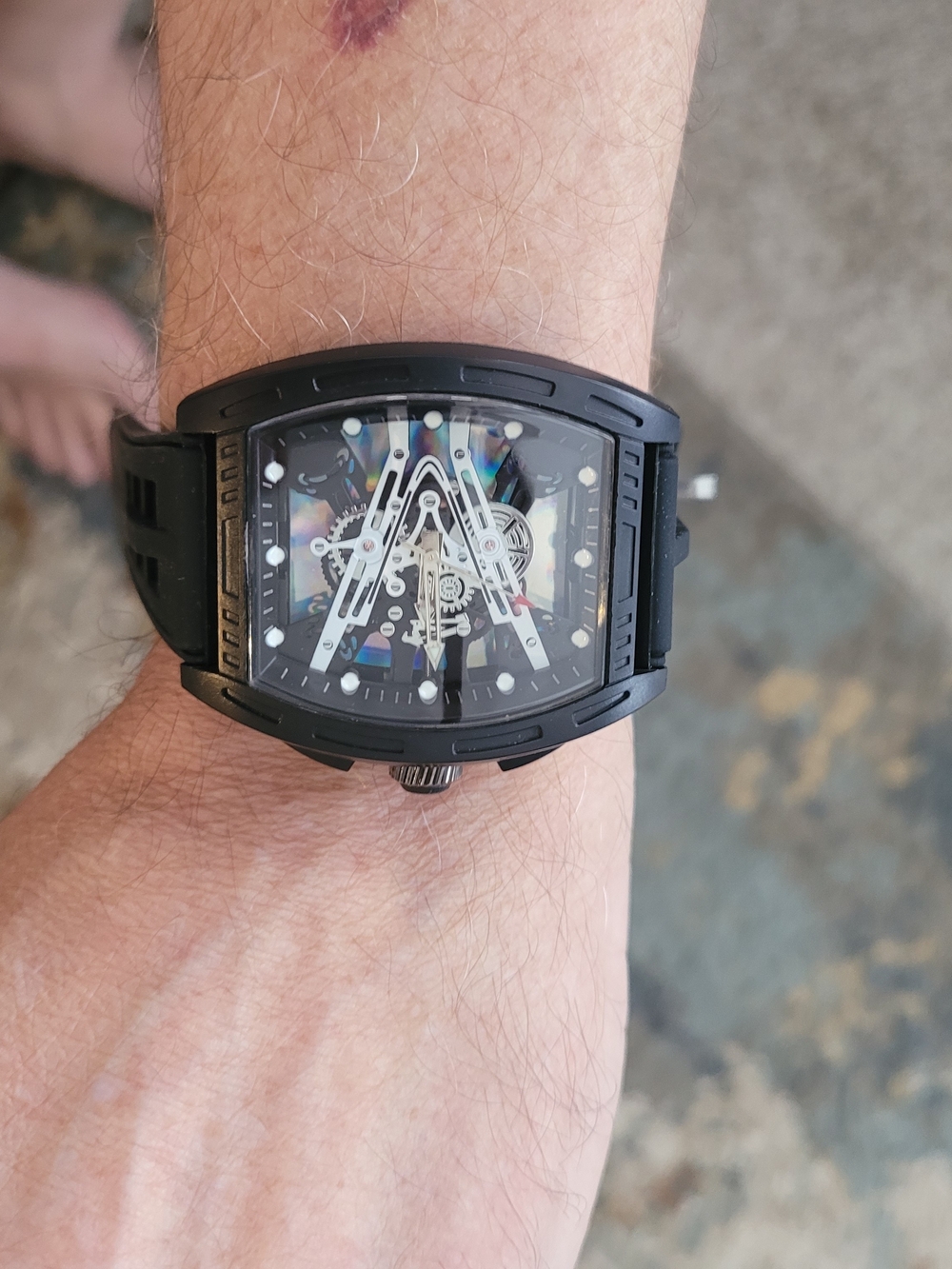 Black Skeleton Dial Sports Watch - Unbranded